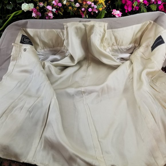 Emenegildo Zegna Men's 36L Solid Beige Blazer Sport Coat & Tie 10782 - Picture 6 of 9